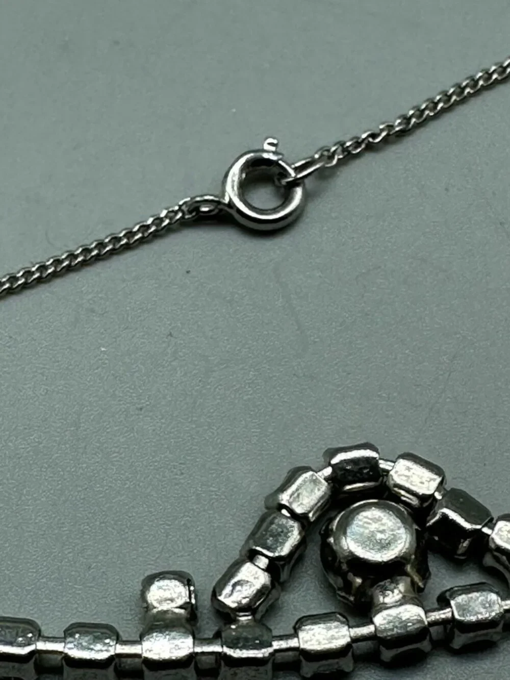3/$30 Vintage Rhodium Plated Rhinestone Necklace Delicate Chain Bridal 14